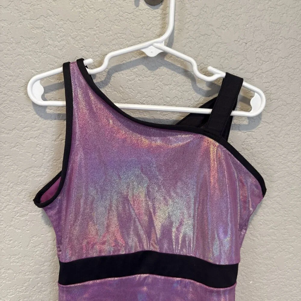 Justice Girls Leotard Size 10 Shimmer Design Purple Shorts Sparkle Gymnastics